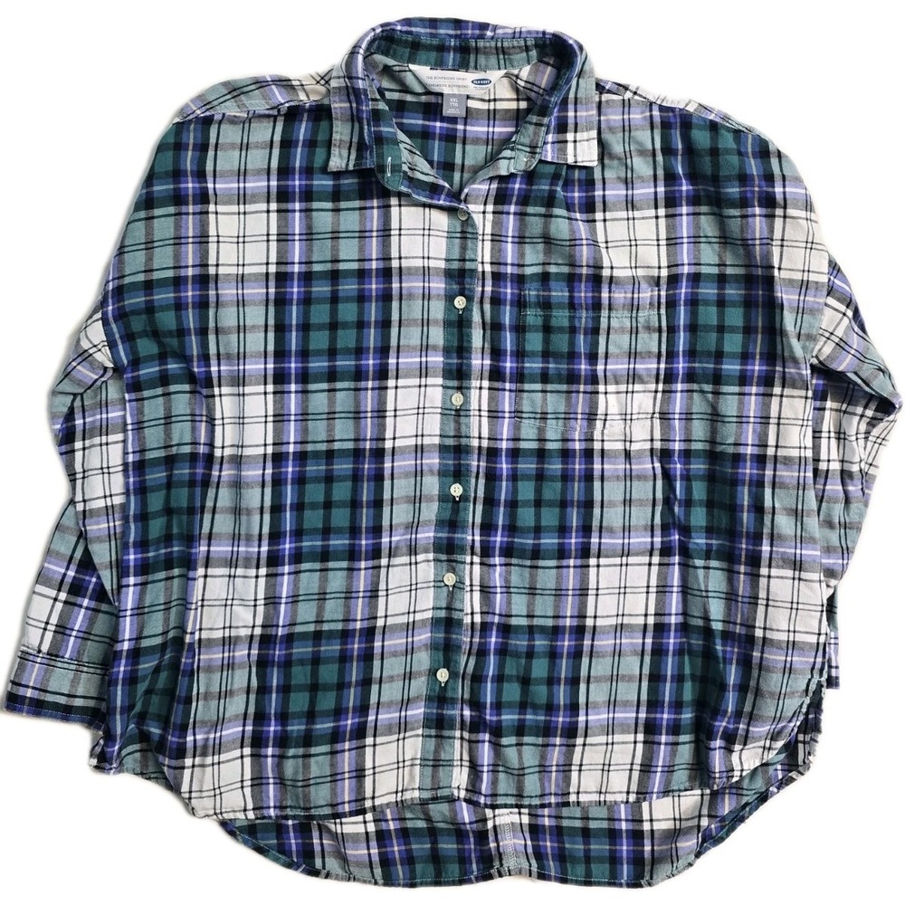 Old‎ Navy Women's Boyfriend Shirt XXL Plaid  Button Down Flannel
